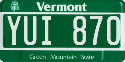 VT license plate YUI870