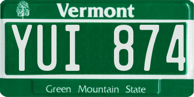VT license plate YUI874