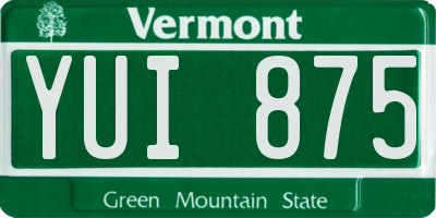 VT license plate YUI875