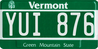 VT license plate YUI876