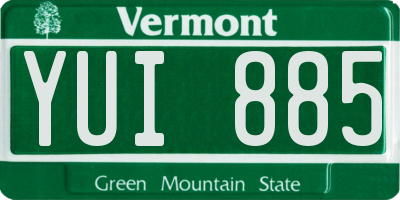 VT license plate YUI885
