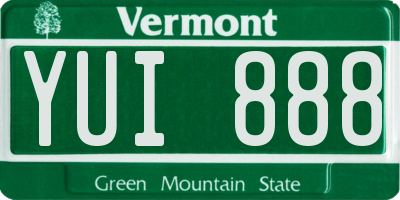 VT license plate YUI888