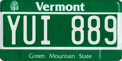 VT license plate YUI889