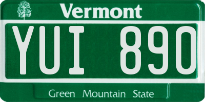 VT license plate YUI890