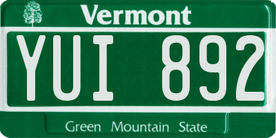 VT license plate YUI892