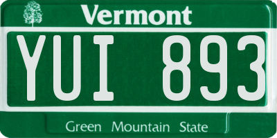 VT license plate YUI893