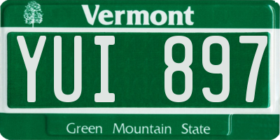 VT license plate YUI897