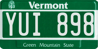 VT license plate YUI898