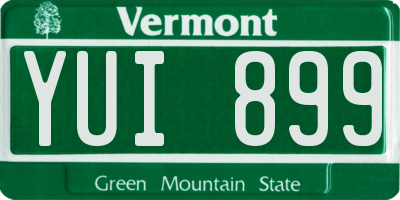 VT license plate YUI899