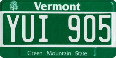 VT license plate YUI905