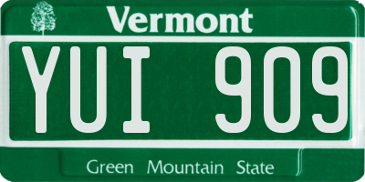 VT license plate YUI909