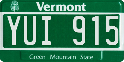 VT license plate YUI915