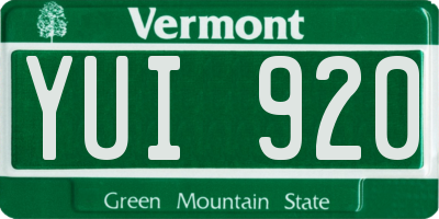 VT license plate YUI920