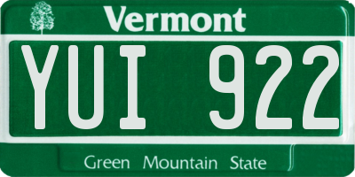 VT license plate YUI922