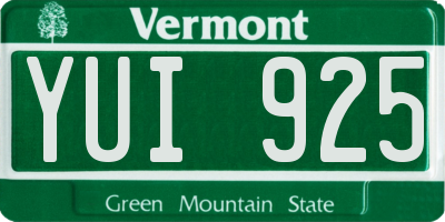 VT license plate YUI925