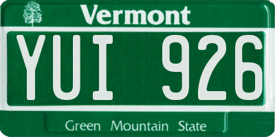 VT license plate YUI926
