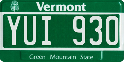 VT license plate YUI930