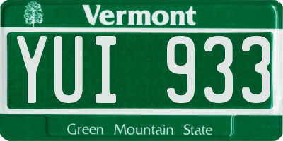 VT license plate YUI933