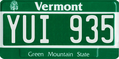 VT license plate YUI935