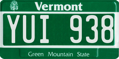 VT license plate YUI938
