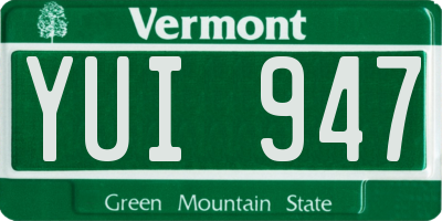 VT license plate YUI947