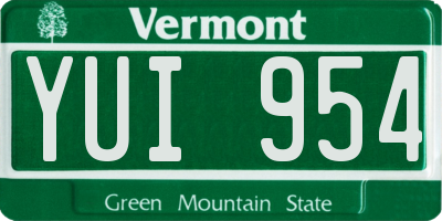 VT license plate YUI954