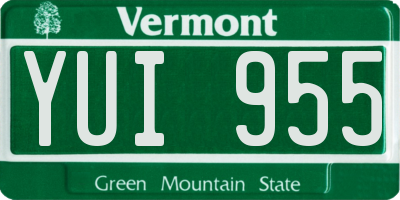 VT license plate YUI955