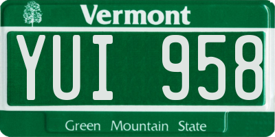 VT license plate YUI958