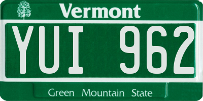 VT license plate YUI962