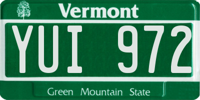 VT license plate YUI972