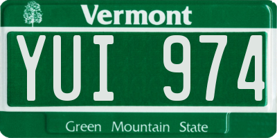 VT license plate YUI974