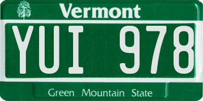 VT license plate YUI978