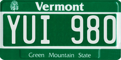 VT license plate YUI980