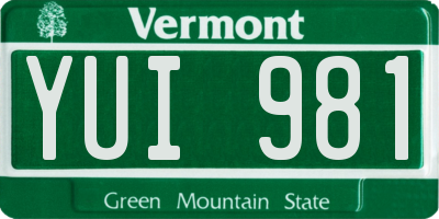 VT license plate YUI981