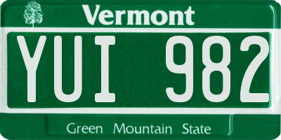 VT license plate YUI982