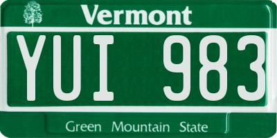 VT license plate YUI983
