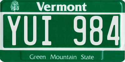 VT license plate YUI984