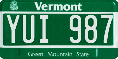 VT license plate YUI987