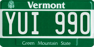 VT license plate YUI990