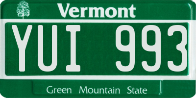 VT license plate YUI993