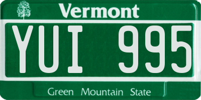 VT license plate YUI995