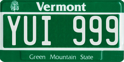 VT license plate YUI999