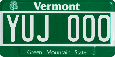 VT license plate YUJ000
