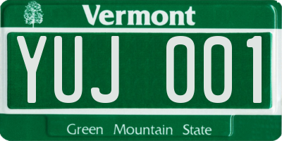 VT license plate YUJ001