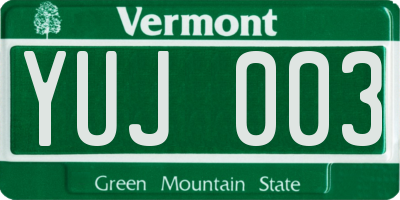 VT license plate YUJ003