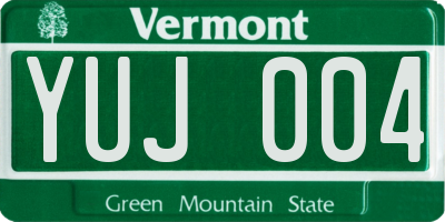 VT license plate YUJ004