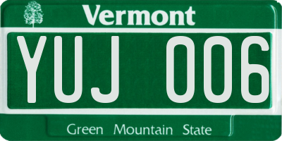 VT license plate YUJ006