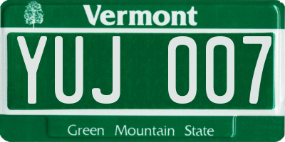 VT license plate YUJ007