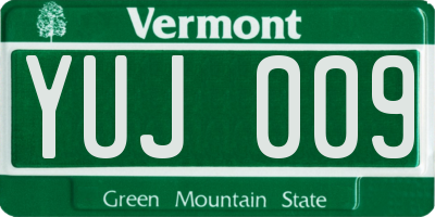 VT license plate YUJ009