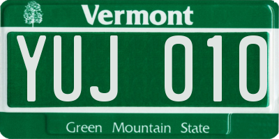 VT license plate YUJ010
